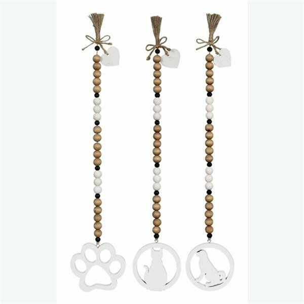 Youngs 25 in. Wood Bead Garland with Ornaments, Assorted Style - Set of 3 12018